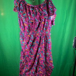 Ava & Viv Woman Jumpsuit Size 2X Multi Color Floral Linen Blend